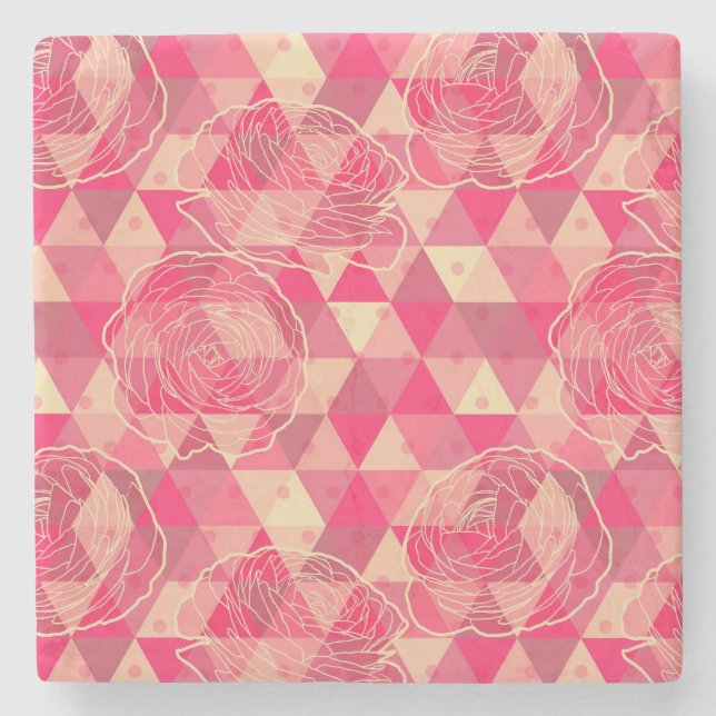 Geometrisches Muster der Blume Steinuntersetzer (Vorderseite)