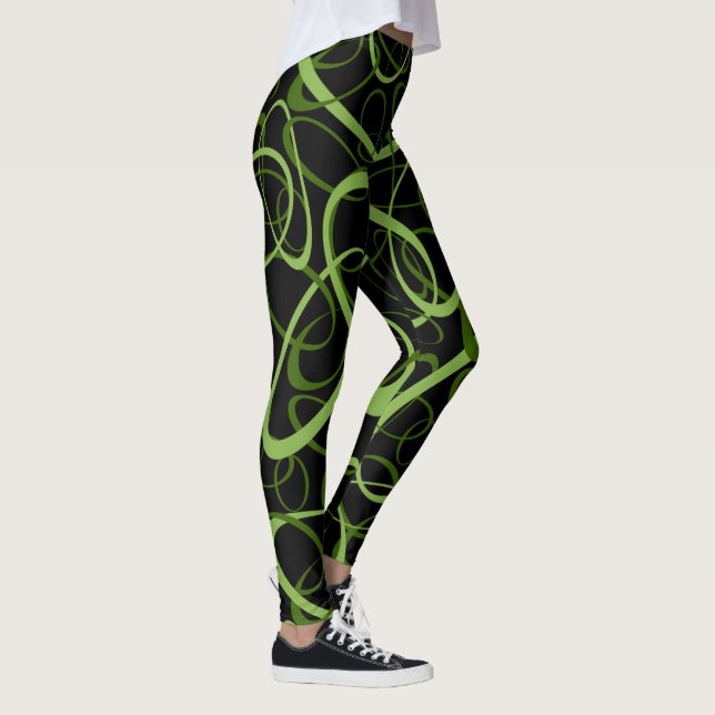 geometrisches Muster der grünen, miteinander verbu Leggings (Rechts)