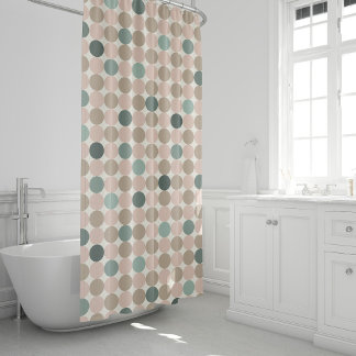 Geometrisches Muster der grünen und rosa Polka-Pun Duschvorhang