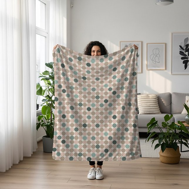 Geometrisches Muster der grünen und rosa Polka-Pun Sherpadecke (Von Creator hochgeladen)