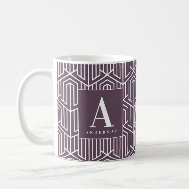 Geometrisches Muster der Initiale/des Monogramms Kaffeetasse (Links)