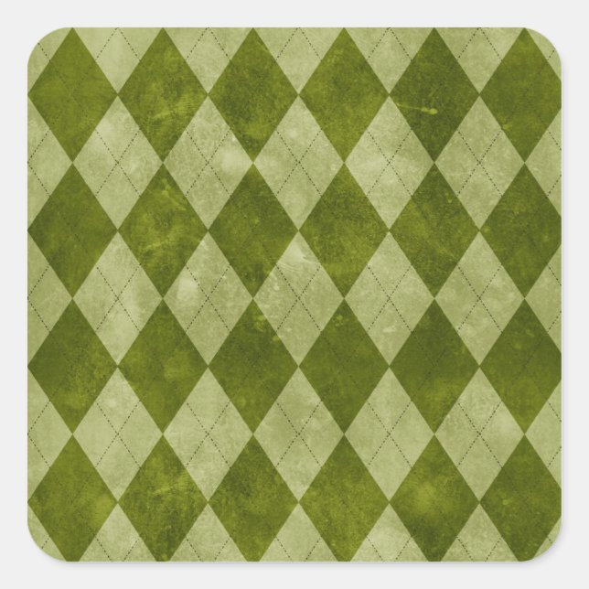Geometrisches Muster der klassischen Mossy Green R Quadratischer Aufkleber (Vorderseite)