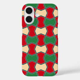 Geometrisches Muster der Krawatte Oriental Red Gre iPhone 16 Hülle