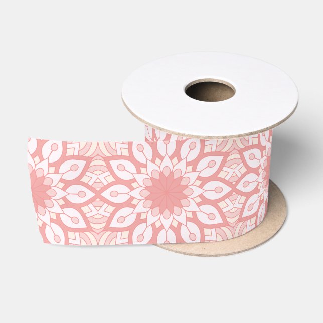 Geometrisches Muster der rosigen BlumenMandala Satinband (Spule)