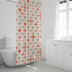 Geometrisches Muster der roten und rosa Polka-Punk Duschvorhang
