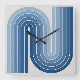Geometrisches Muster der Streifen im Retro-Stil de Quadratische Wanduhr