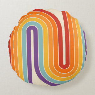Geometrisches Muster der Streifen im Retro-Stil de Rundes Kissen