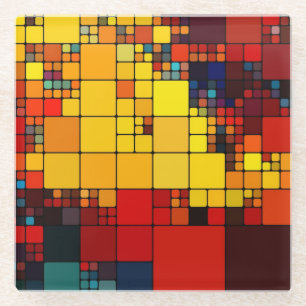 Geometrisches Muster des abstrakten vibrierenden Glasuntersetzer