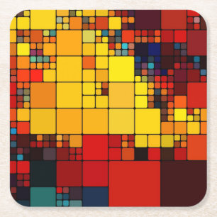 Geometrisches Muster des abstrakten vibrierenden Rechteckiger Pappuntersetzer