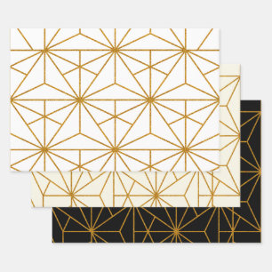 geometrisches Muster des Deko der Goldkunst Geschenkpapier Set