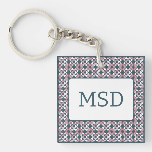 geometrisches Muster des Kaleidoskops, rosa Schlüsselanhänger (Vorderseite)