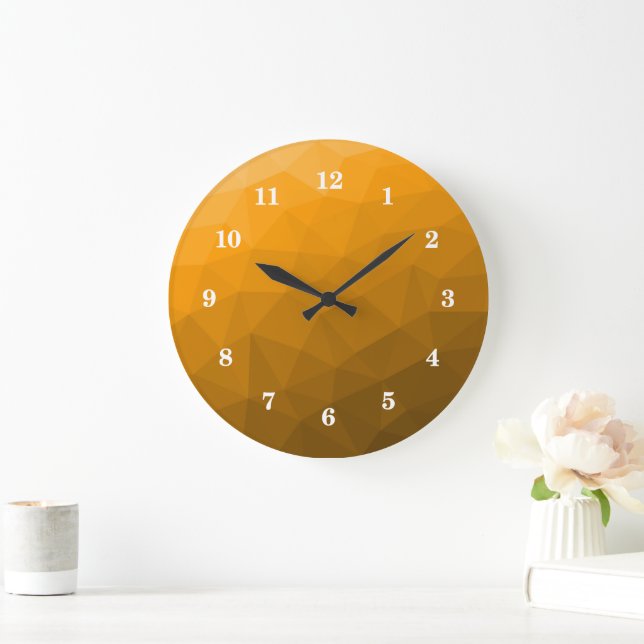 geometrisches Muster des Orangengrades Große Wanduhr (Zuhause)