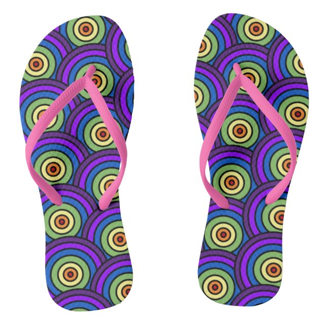 Geometrisches Muster des Retro 70's Disco Rainbow Flip Flops (Fußbett)