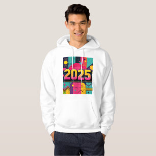 Geometrisches Muster des Retro-Pops Art 2025 Hoodie