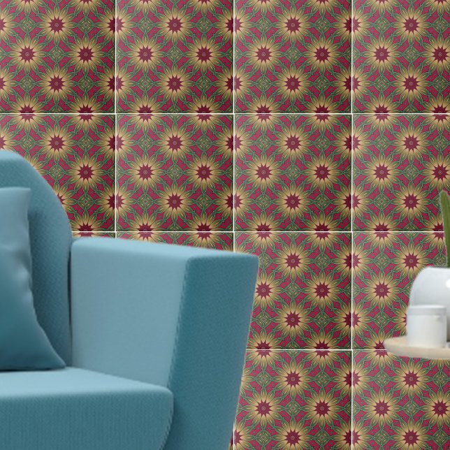 Geometrisches Muster des roten grünen Kaleidoskops Fliese (Von Creator hochgeladen)