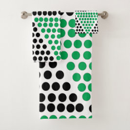 Geometrisches Muster des schwarzen grünen Dreiecks Badhandtuch Set