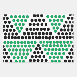 Geometrisches Muster des schwarzen grünen Dreiecks Geschenkpapier Set