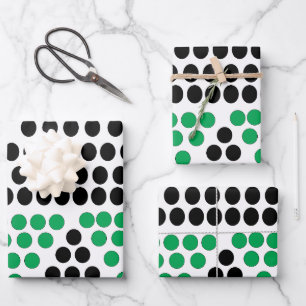 Geometrisches Muster des schwarzen grünen Dreiecks Geschenkpapier Set