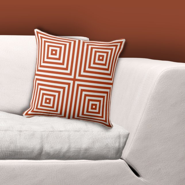 Geometrisches Muster eines geschachtelten Felds We Kissen (Geometric Nested Box Pattern White-Orange Throw Pillow)