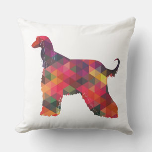 Geometrisches Muster für afghanische Hound-Silhoue Kissen