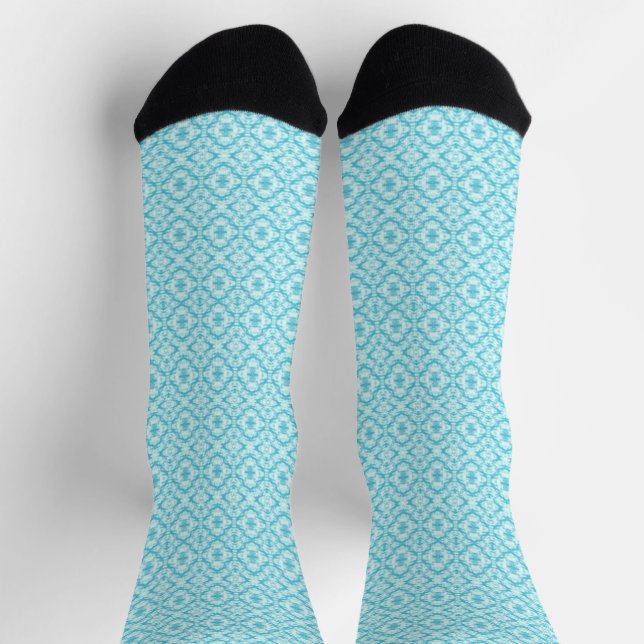 Geometrisches Muster für aquamarines blaues Wasser Socken (Oben)