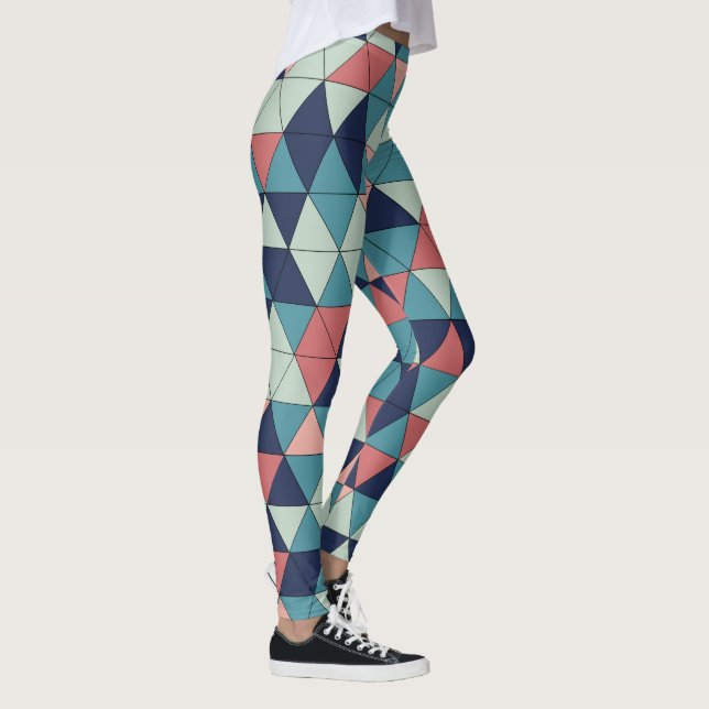 Geometrisches Muster für Blau und Rosa Leggings (Rechts)