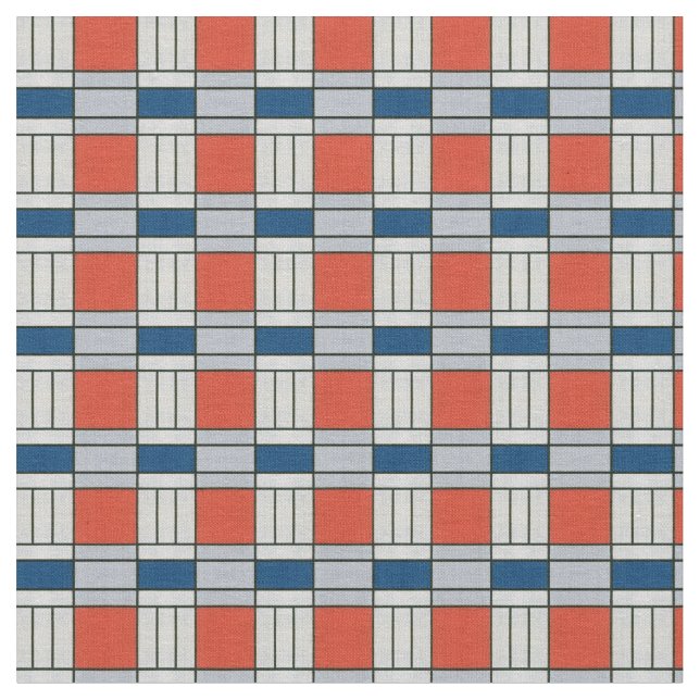 Geometrisches Muster für Blau und Rot Stoff (Nahaufnahme)