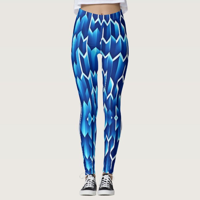 Geometrisches Muster für blaue Pfeile und Linien Leggings (Vorderseite)