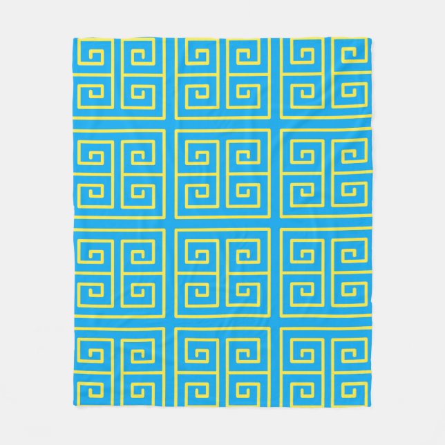 Geometrisches Muster für das blaugelbe Quadrat Fleecedecke (Vorderseite)
