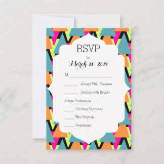 Geometrisches Muster für das Hochzeitstil des RSVP Karte