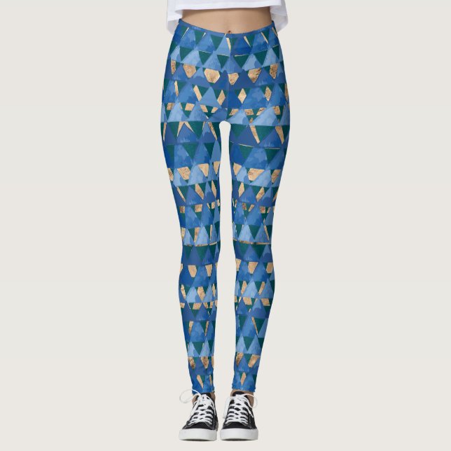 geometrisches Muster für den Deko blau, aquamarin  Leggings (Vorderseite)