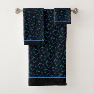 Geometrisches Muster für die Retro-Neon-Achse 3 Badhandtuch Set