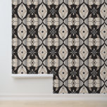 Geometrisches Muster für florale Art Deco in neutr Tapete<br><div class="desc">Dieses im Art Déco inspirierte, nahtlose Muster weist elegante geometrische Blumenformen in weichen Beige- und Cremetönen auf einem dunklen Hintergrund auf. Die symmetrische Anordnung und der Vintage Stil rufen ein Gefühl von Raffinesse und Zeitlosigkeit hervor, das sich ideal für Tapeten, Textilien oder Schreibwaren eignet. Perfekt um jedem Design-Projekt eine raffinierte,...</div>