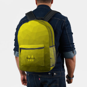geometrisches Muster für gelbes Gefälle Monogramm Bedruckter Rucksack