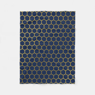 Geometrisches Muster für Navy Blue & Gold Hexagon Fleecedecke