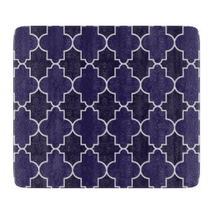 Geometrisches Muster für Navy Blue Quatrefoil Schneidebrett