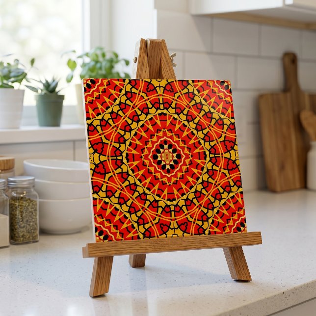 Geometrisches Muster für Red & Orange Oriental Boh Fliese (Von Creator hochgeladen)