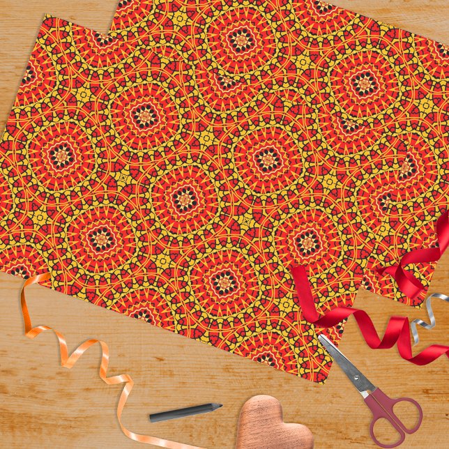 Geometrisches Muster für Red & Orange Oriental Boh Seidenpapier (Von Creator hochgeladen)