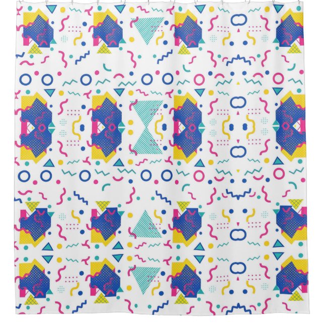 Geometrisches Muster für Retro-Memphis Duschvorhang (Vorderseite)