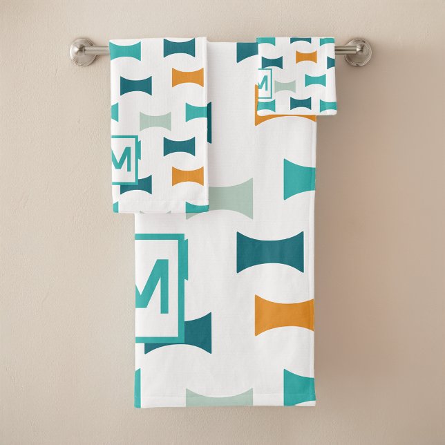 Geometrisches Muster für Retro Mittelzentrat Badhandtuch Set (Von Creator hochgeladen)