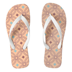 Geometrisches Muster für Retro-rosa und blaue Verr Flip Flops