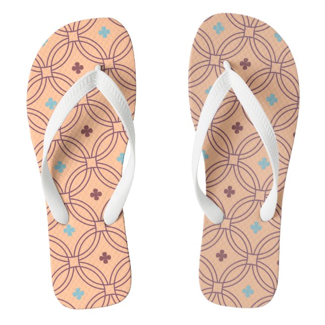 Geometrisches Muster für Retro-rosa und blaue Verr Flip Flops (Fußbett)