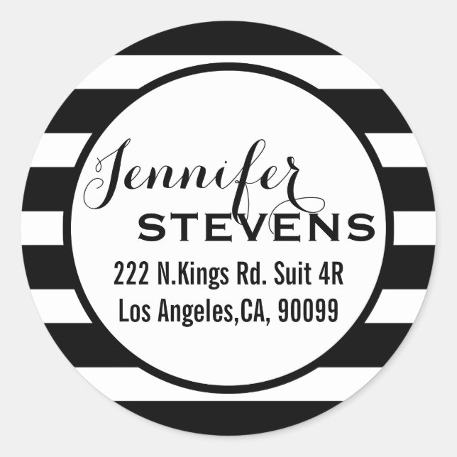 Geometrisches Muster für schwarze Streifen Runder Aufkleber (Vorderseite)