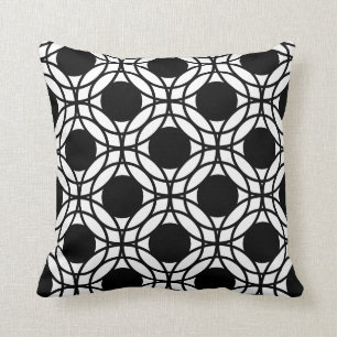 Geometrisches Muster für schwarze und weiße Kreise Kissen