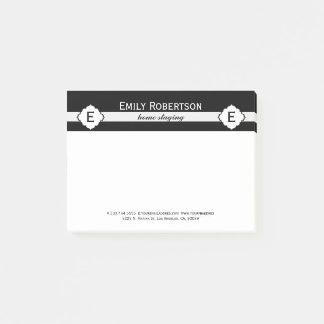 Geometrisches Muster für Schwarzweiß-Streifen Post-it Klebezettel (Vorderseite)