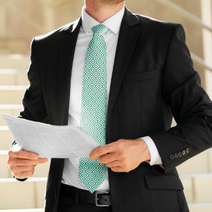 Geometrisches Muster für Smaragde und weiße Diaman Krawatte