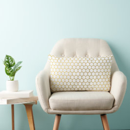 Geometrisches Muster für Weiß und Gold Hexagon Lendenkissen