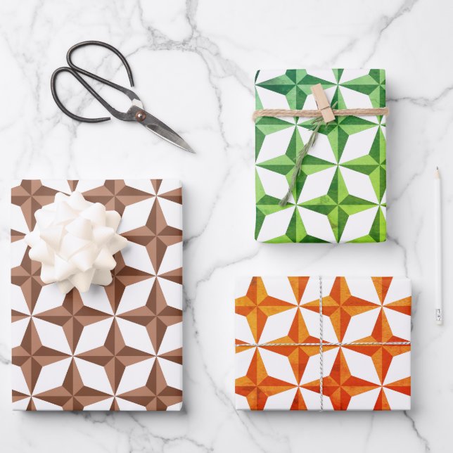 Geometrisches Muster Geschenkpapier Set (Vorderseite)