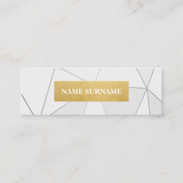 Geometrisches Muster-graues GoldminiVisitenkarte Mini Visitenkarte (Vorderseite)