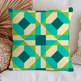 Geometrisches Muster Grün & Blau RETRO Mitte des J Kissen